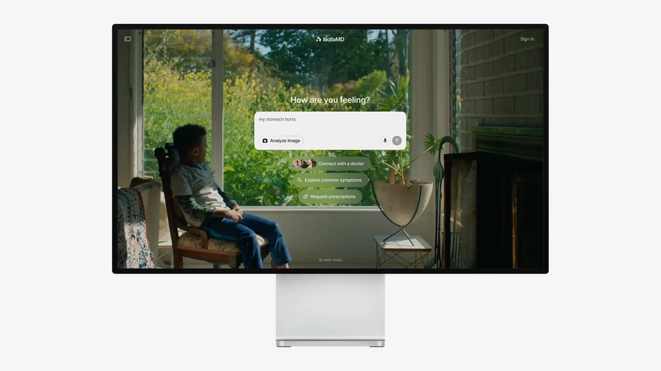 Nolla care platform displayed on a desktop monitor