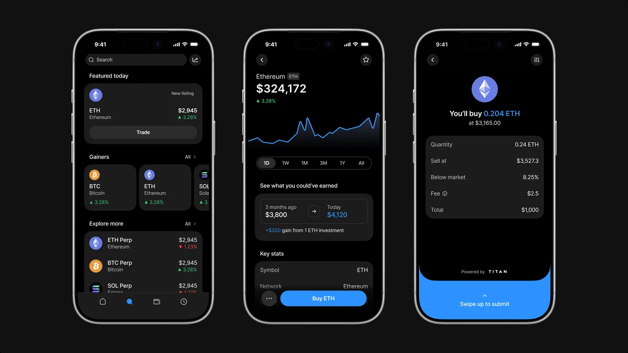 Qava portfolio, trading and purchase screens