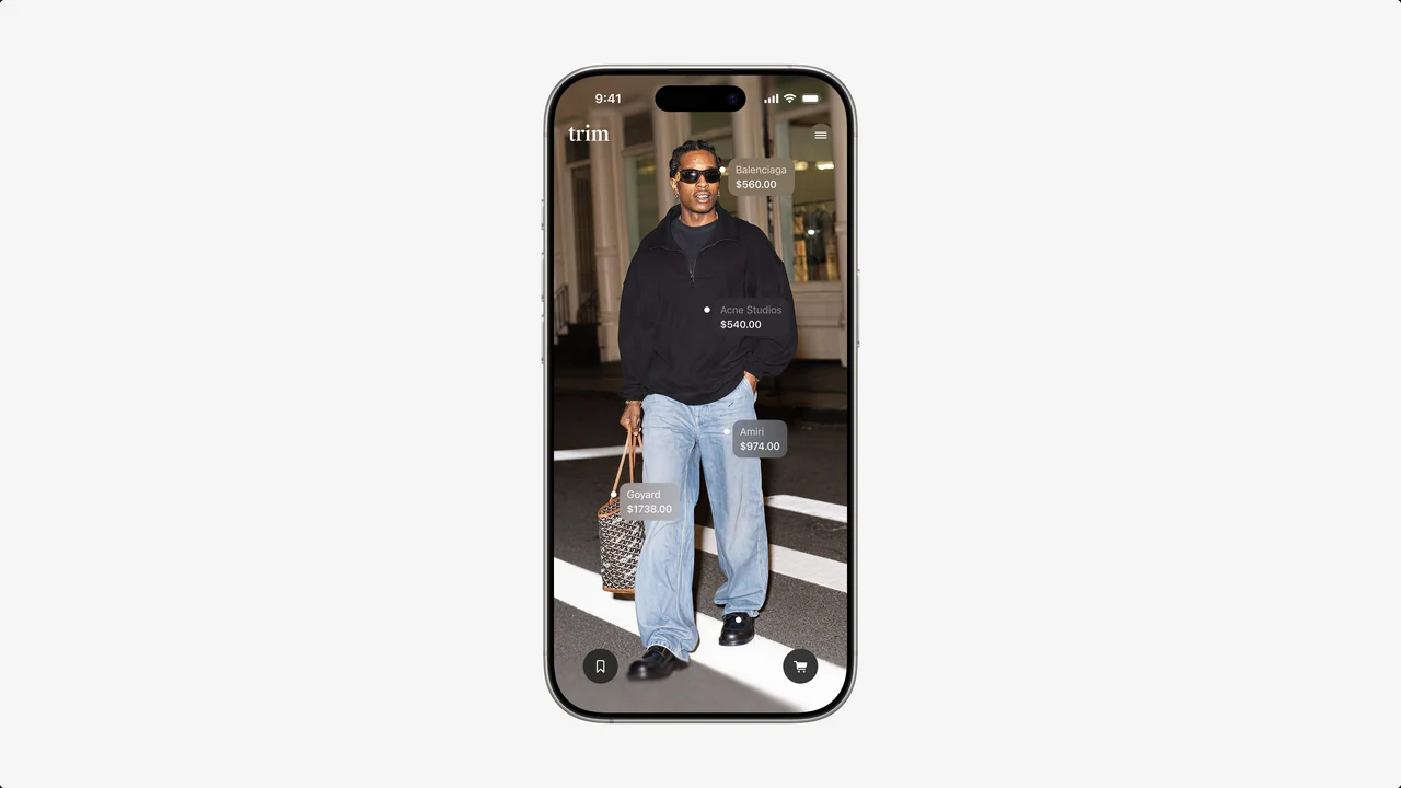 Trim personal styling app displayed on a phone