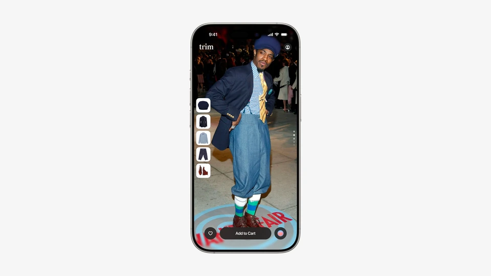 Trim virtual try-on app displayed on a phone